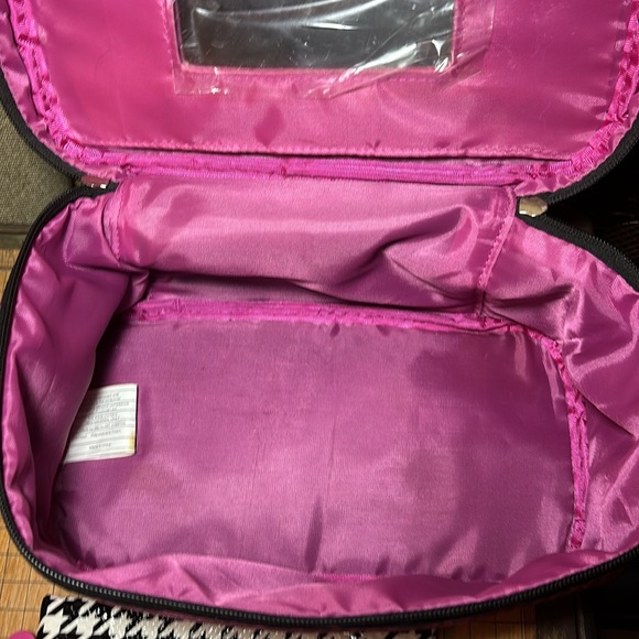Caboodles Soft Fabric Makeup Hair Tools Case Pink Black Houndstooth w IPSY Bag - Picture 17 of 17